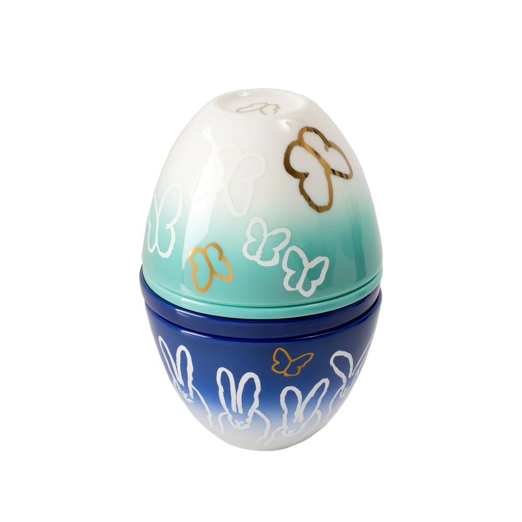Hunt Slonem Hop Up Shop Bunny & Butterfly Nesting Porcelain Egg - Charles Mayer