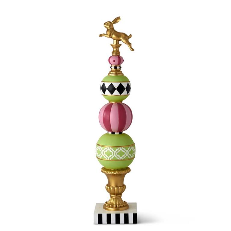 68" Pink & Green Finial W/Harlequin Design - Charles Mayer