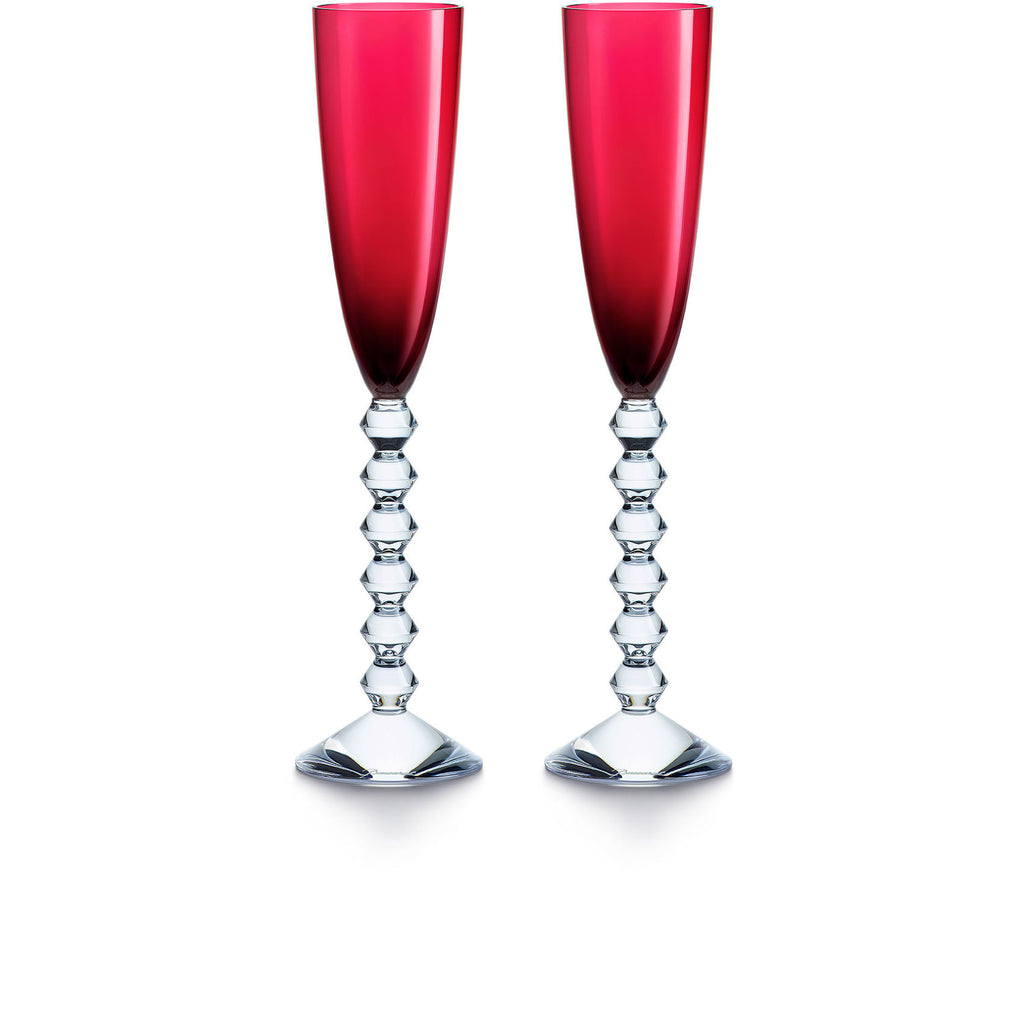 Baccarat Vega Flutissimo Red Flutes, Set Of 2 - Charles Mayer
