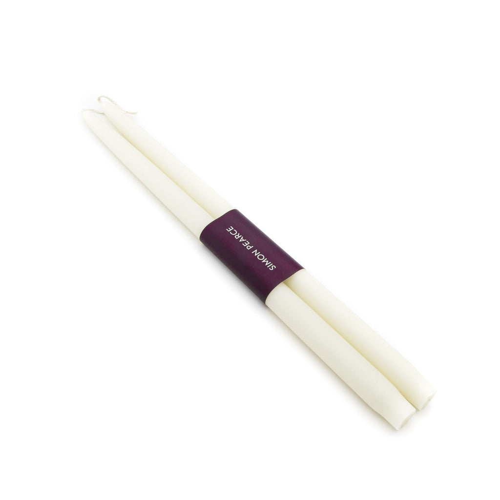 Simon Pearce Pair Of Ivory Taper Candles, 9" - Charles Mayer