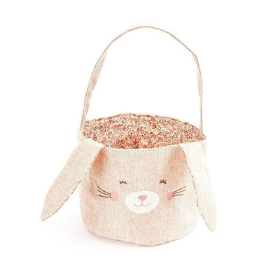Mon Ami Pink Linen Small Bunny Basket - Charles Mayer