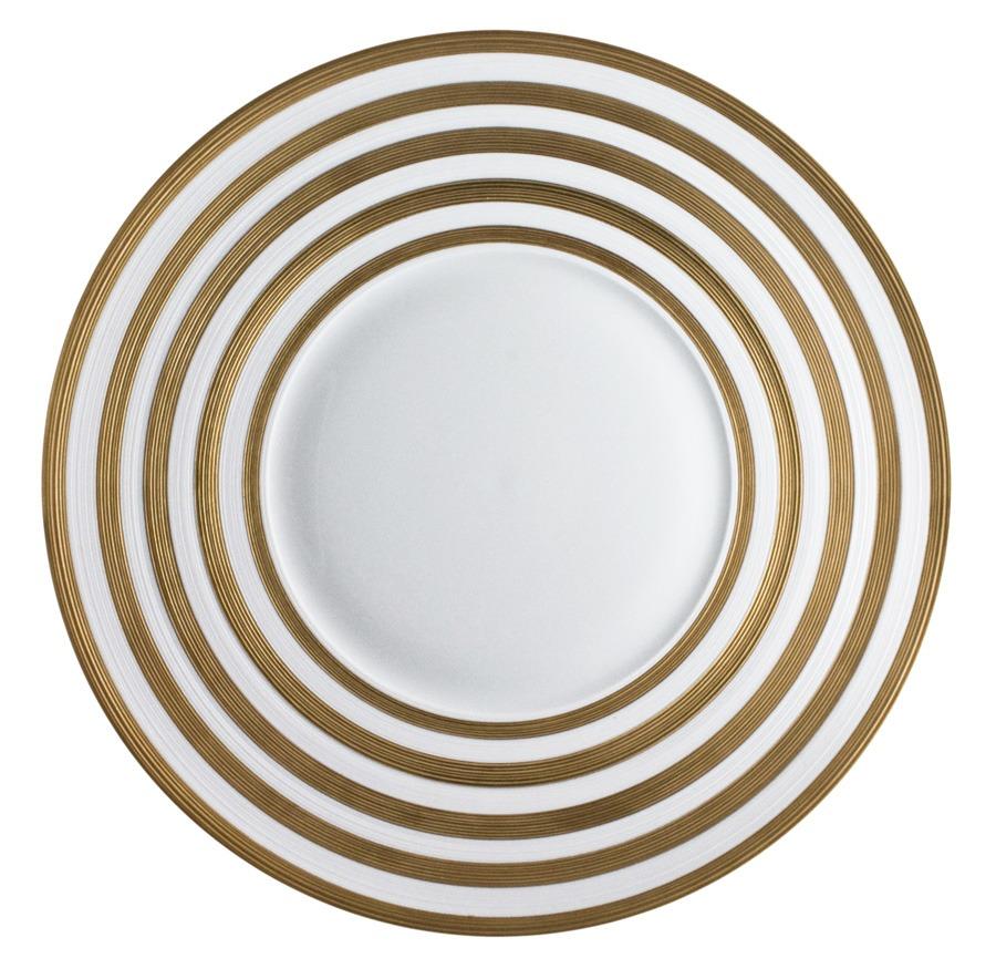 J.L. Coquet Hemisphere Gold Stripe Charger - Charles Mayer