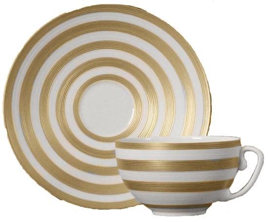 J.L. Coquet Hemisphere Gold Stripe Tea Saucer - Charles Mayer