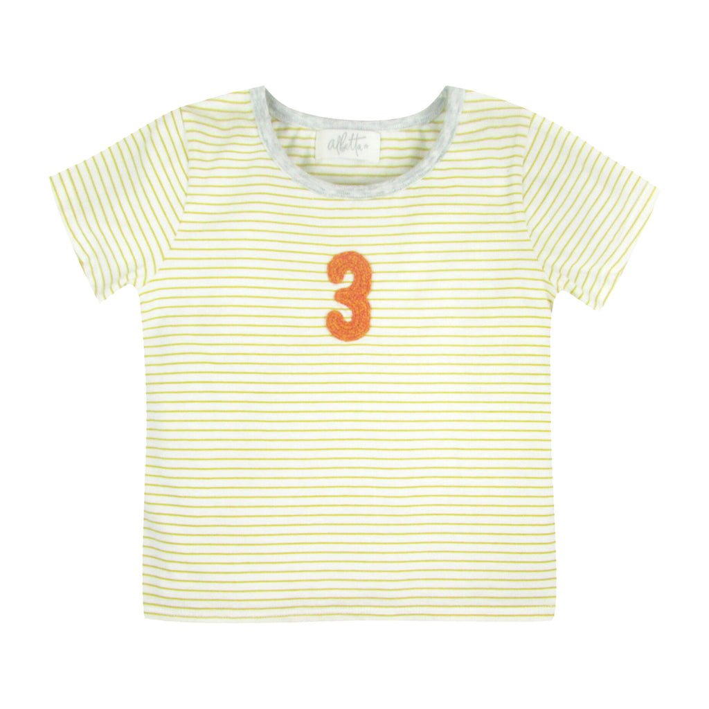 Albetta Yellow Stripe 3rd Birthday T-Shirt - Charles Mayer