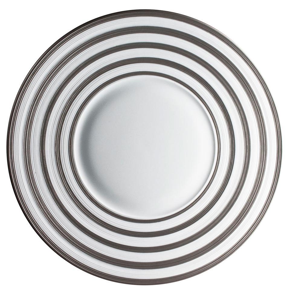 J.L. Coquet Hemisphere Platinum Stripe Dinner Plate - Charles Mayer