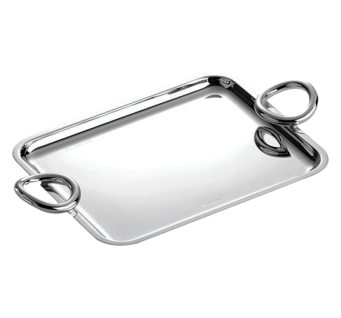 Christofle Vertigo Silver Plated Small Rectangular Tray With Handles - Charles Mayer