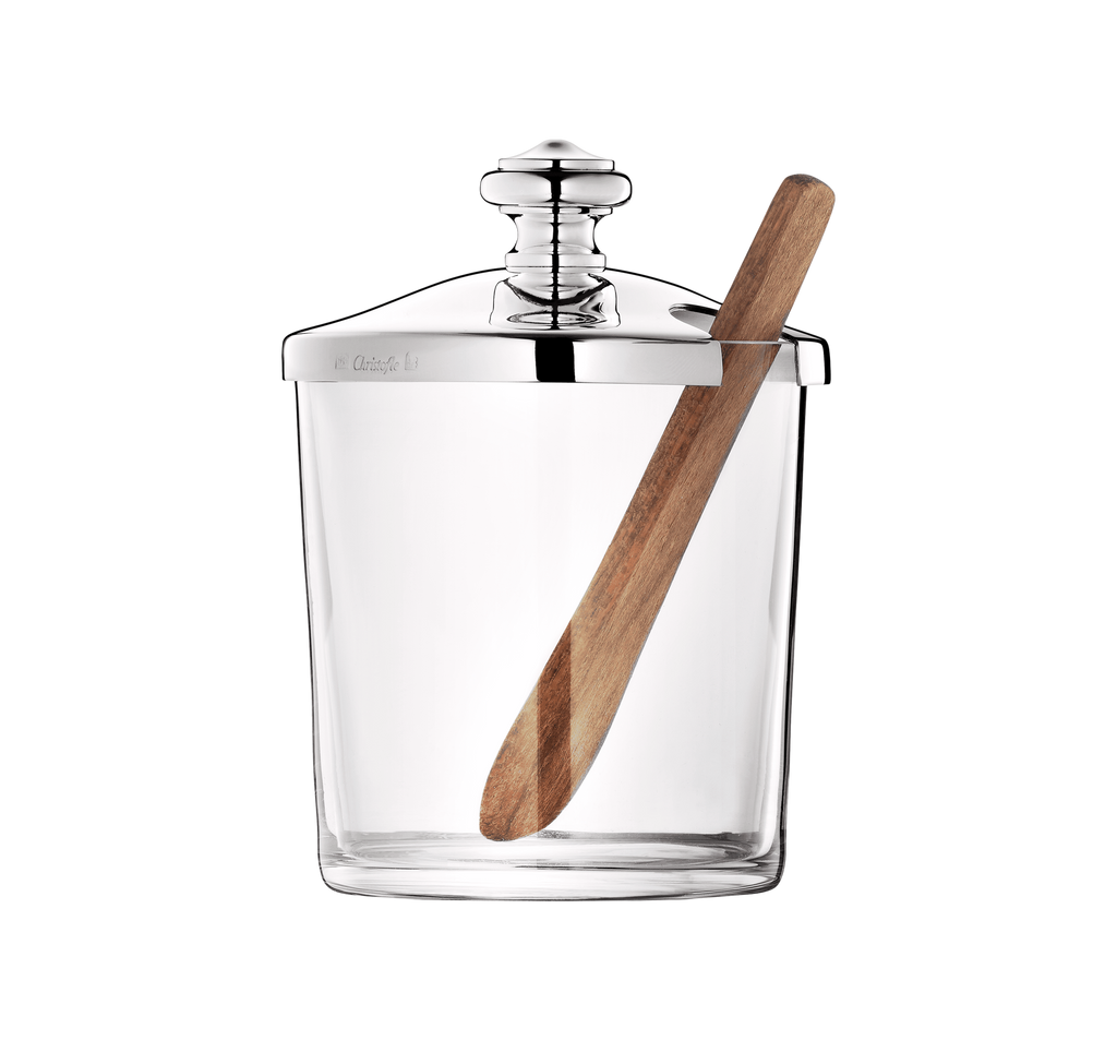 Christofle Albi Silver Plate Mustard/Jam Jar W/Spoon - Charles Mayer