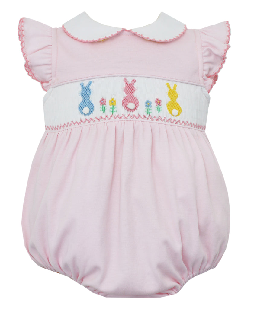Petit Bebe Pink Knit Ruffle Sleeves Girl'S Bubble - Charles Mayer