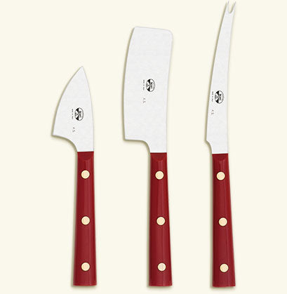 Match Pewter Berti Set Of 3 Red Lucite Handled Cheese Knives - Charles Mayer