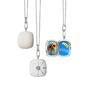 Monica Rich Kosann Sterling Silver Locket W/White Enamel & Rose Cut Blue Sapphire On 18" Diamond Cut Chain - Charles Mayer