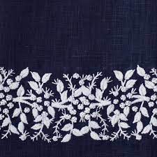 Henry Handwork Navy Jardin Classic Hand Towel - Charles Mayer
