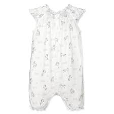 Feather Baby Horses On White Angel Sleeve Romper - Charles Mayer