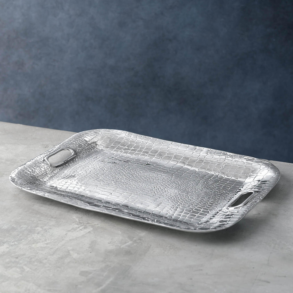 Beatriz Ball Pieles Croc Medium Rectangular Tray With Handles - Charles Mayer