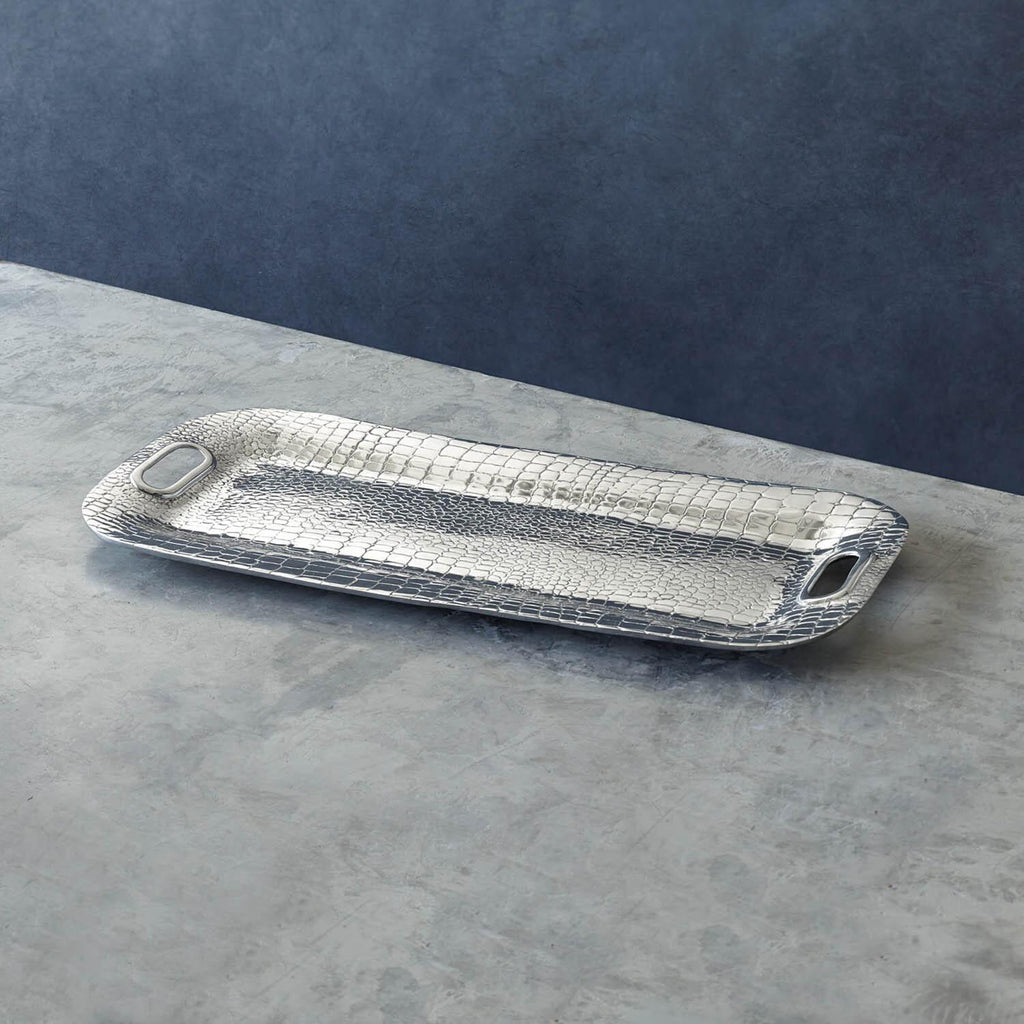 Beatriz Ball Pieles Croc Long Rectangular Tray With Handles - Charles Mayer