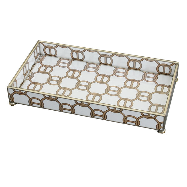Jm Piers Brown Chain 6*12 Metal & Glass Tray - Charles Mayer
