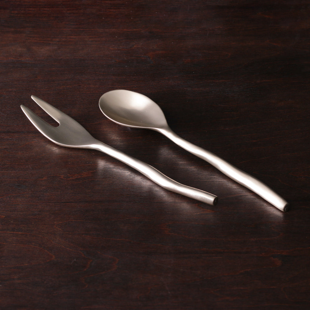 Beatriz Ball Sierra Modern Maia Gold Salad Servers - Charles Mayer
