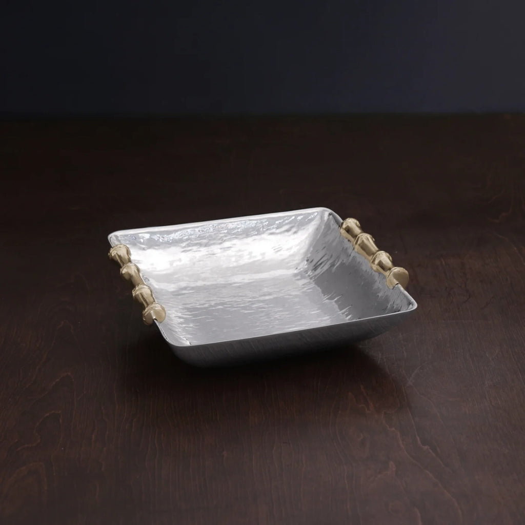 Beatriz Ball Garden Bamboo Square Medium Bowl With Gold Handles - Charles Mayer
