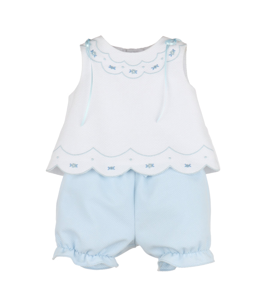 Luli & Me Blue Scallop Embroidered Set - Charles Mayer
