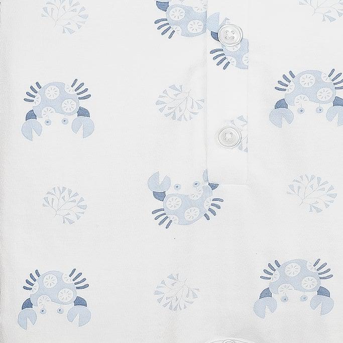 Feather Baby Crabs On White Zipper Footie - Charles Mayer