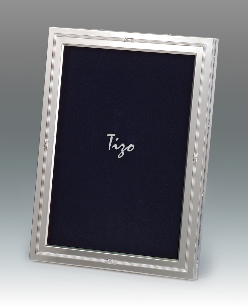 Tizo Design Mid Ribbon Border Silver Plate Frame, 4*6 - Charles Mayer