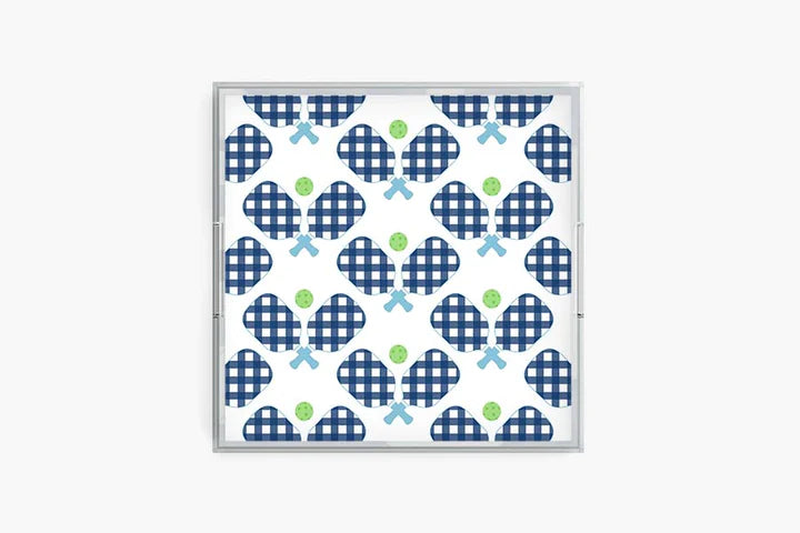 Navy Pickleball Acrylic Square Tray - Charles Mayer