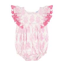 Mer St. Barth Anna Pink Paisley Baby Romper - Charles Mayer