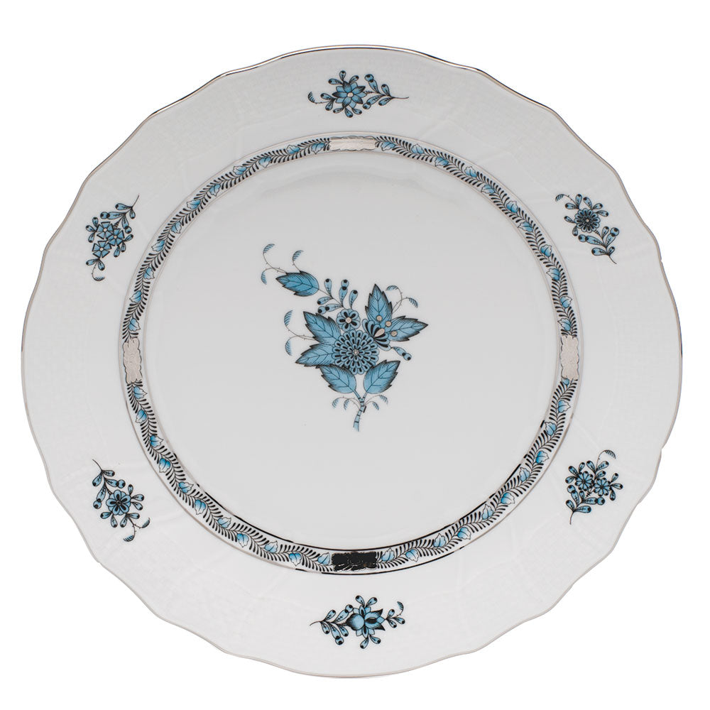 Herend Chinese Bouquet Turquoise/Platinum Dinner Plate - Charles Mayer