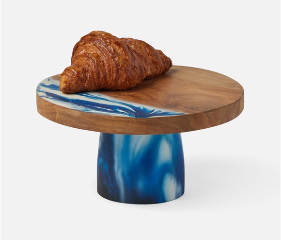 Blue Pheasant Austin Large Blue Swirled Cake Plate - Charles Mayer