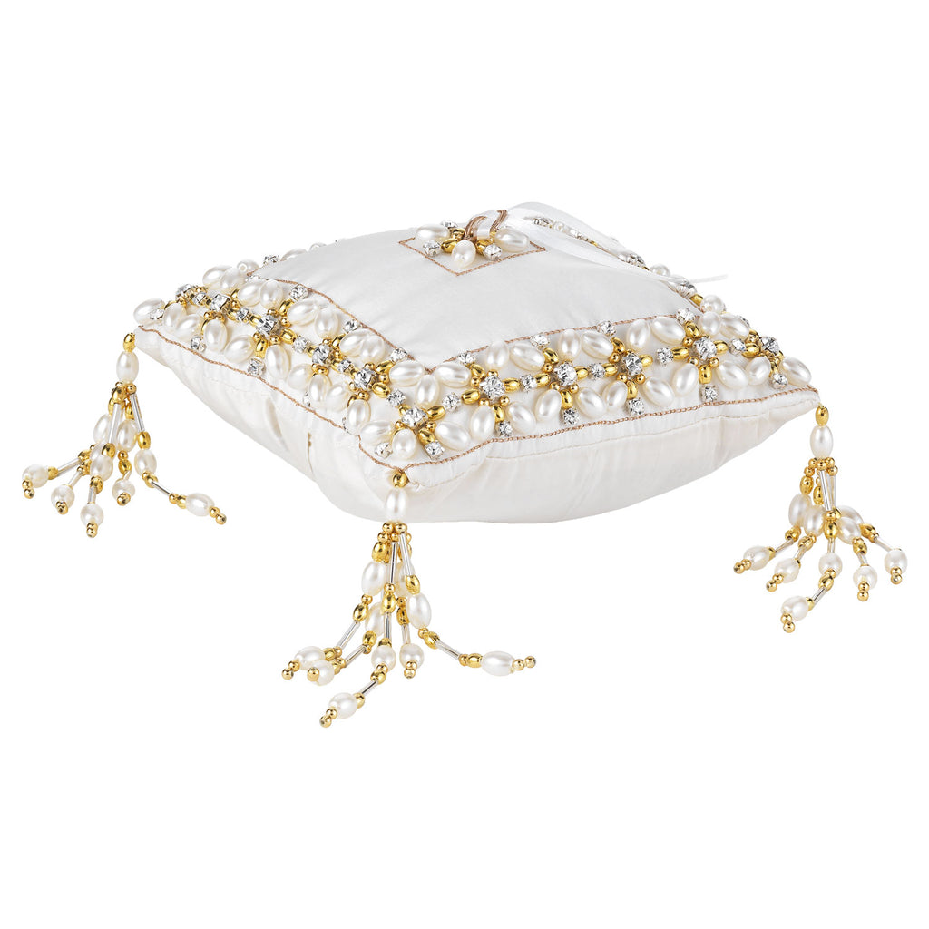 Olivia Riegel Emily Ring Bearer Pillow W/ Gold Beads - Charles Mayer