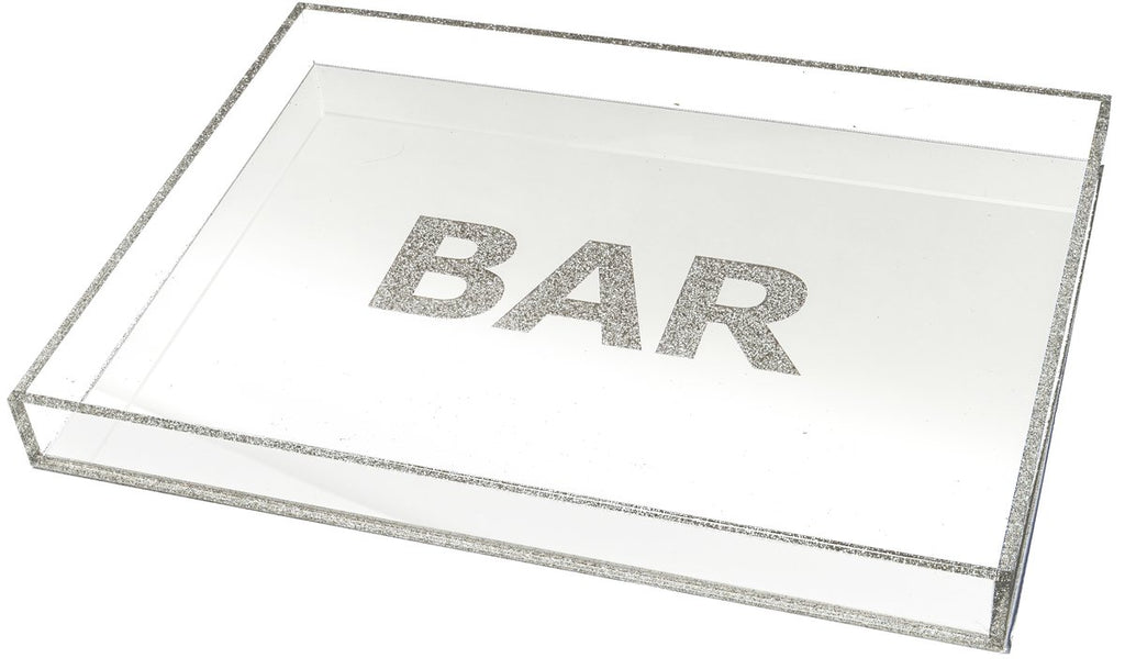 Tara Wilson White W/Silver Glitter Acrylic Bar Tray - Charles Mayer