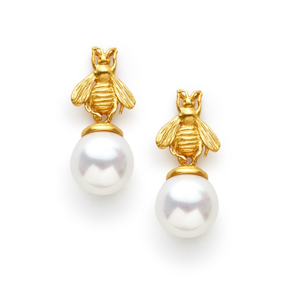 Julie Vos Bee Pearl Gold Drop Earring - Charles Mayer