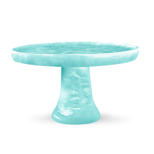 Nashi Home Resin Aqua Swirl Footed Medium Cake Stand - Charles Mayer