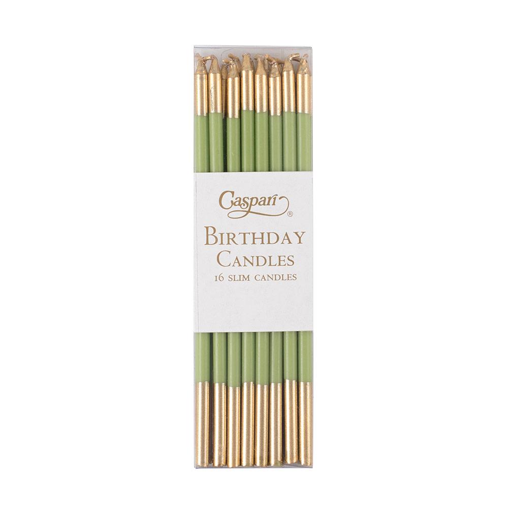 Caspari Slim Birthday Candles, Moss Green - Charles Mayer