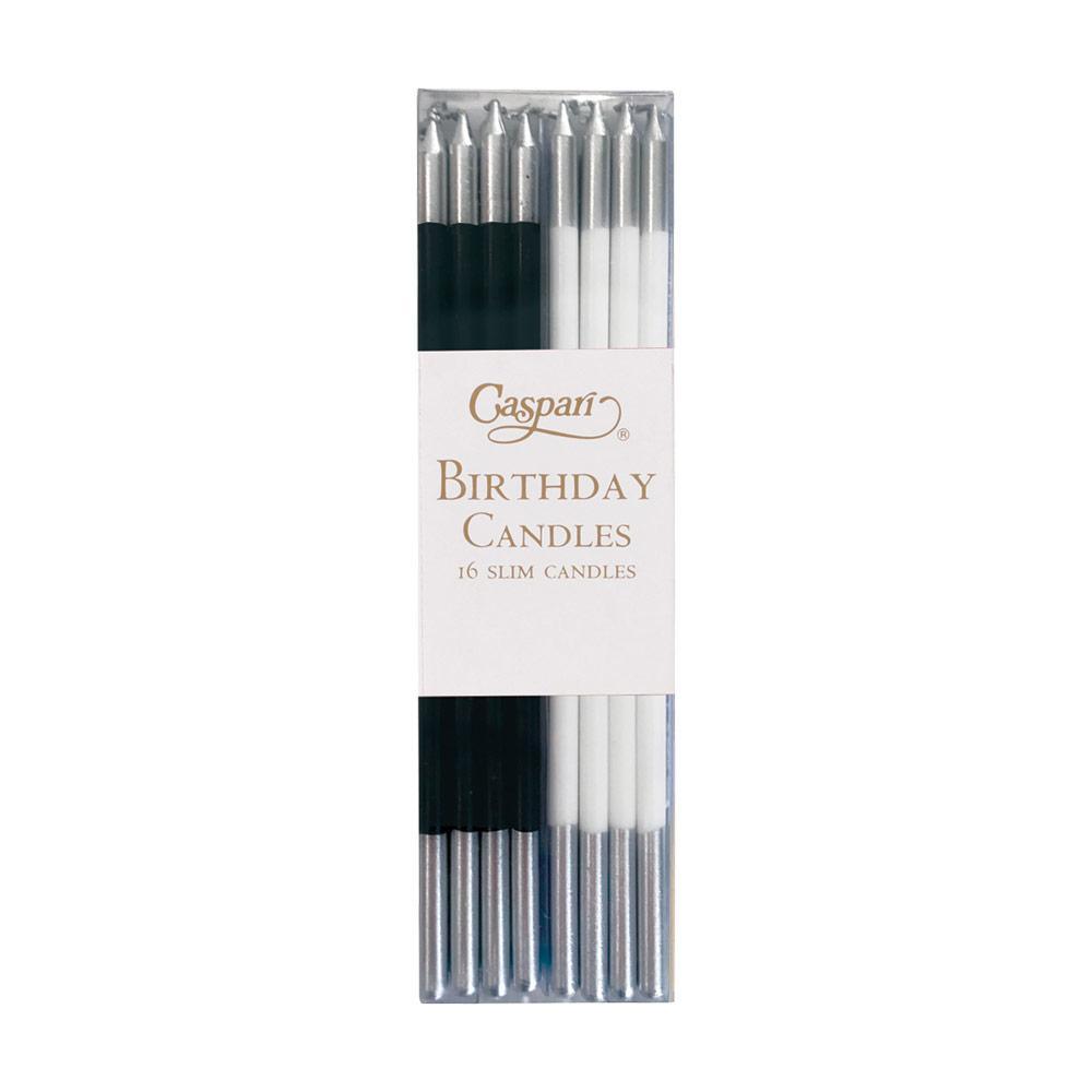Caspari Slim Birthday Candles, Mixed Black & White - Charles Mayer