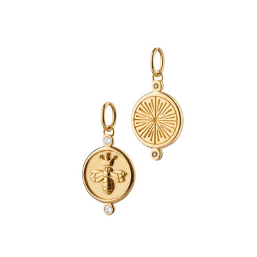 Monica Rich Kosann 18K Yellow Gold Queen Bee Charm with White Diamonds - Charles Mayer