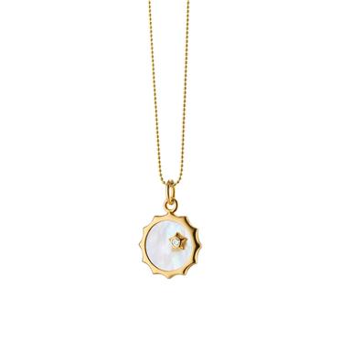 Monica Rich Kosann 18K Yellow Gold Sun Shaped Pendant With White Mother Of Pearl - Charles Mayer