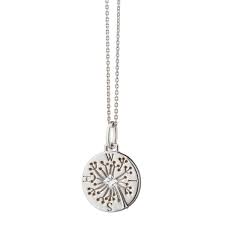 Monica Rich Kosann Sterling Silver "Wish" Intaglio Charm With Dandelion & White Sapphire On 18" Chain - Charles Mayer
