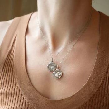 Monica Rich Kosann Sterling Silver "Wish" Intaglio Charm With Dandelion & White Sapphire On 18" Chain - Charles Mayer