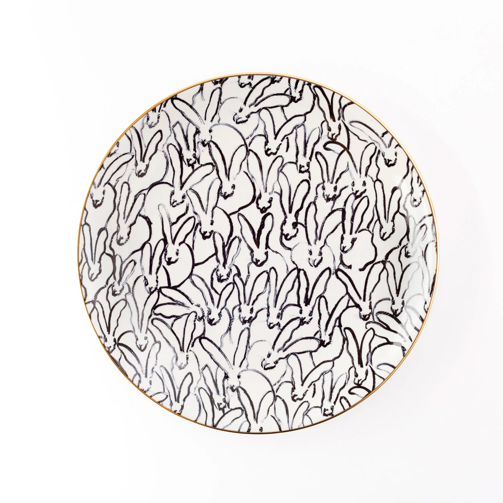 Hunt Slonem Hop Up Shop Rabbit Run White Salad Plate - Charles Mayer