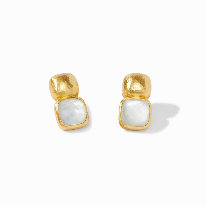 Julie Vos Catalina Gold Earrings, Iridescent Clear Crystal - Charles Mayer