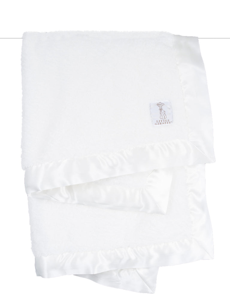 Little Giraffe Chenille White Receiving Blanket - Charles Mayer