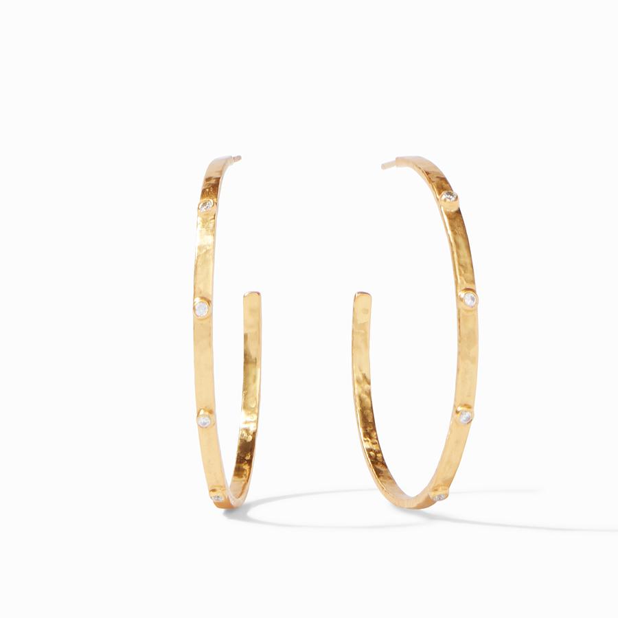Julie Vos Crescent Stone Hoop Earrings, Cz, Extra Large - Charles Mayer