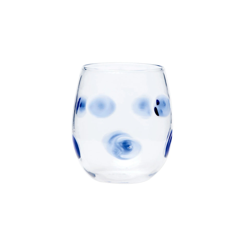 Vietri Drop Blue Stemless Wine Glass - Charles Mayer