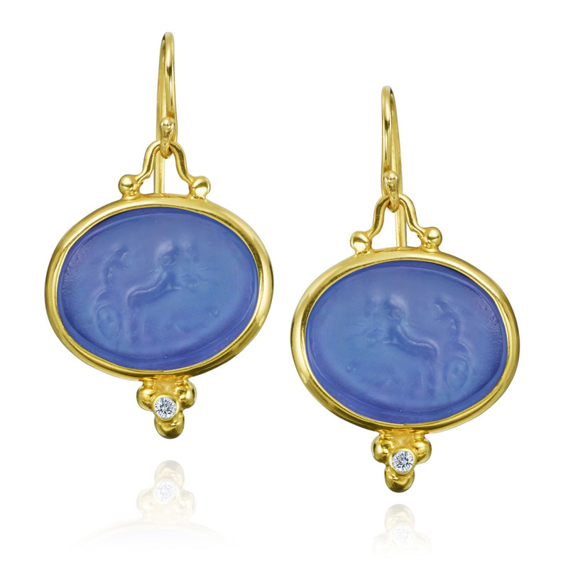 Mazza Murano Blue Venetian Glass Wire Earrings - Charles Mayer