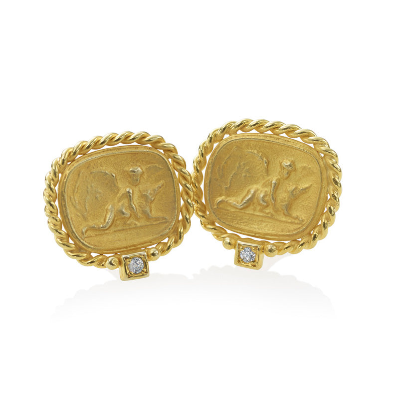Mazza 14Kt. Gold Angel & Diamond Clip/Post Earrings - Charles Mayer
