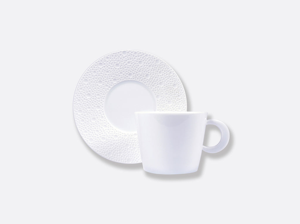 Bernardaud Ecume White Tea Cup & Saucer - Charles Mayer