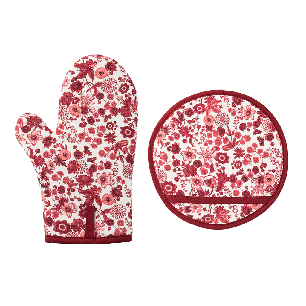 Juliska Field Of Flowers Ruby 2Pc. Oven Mitt & Pot Holder - Charles Mayer