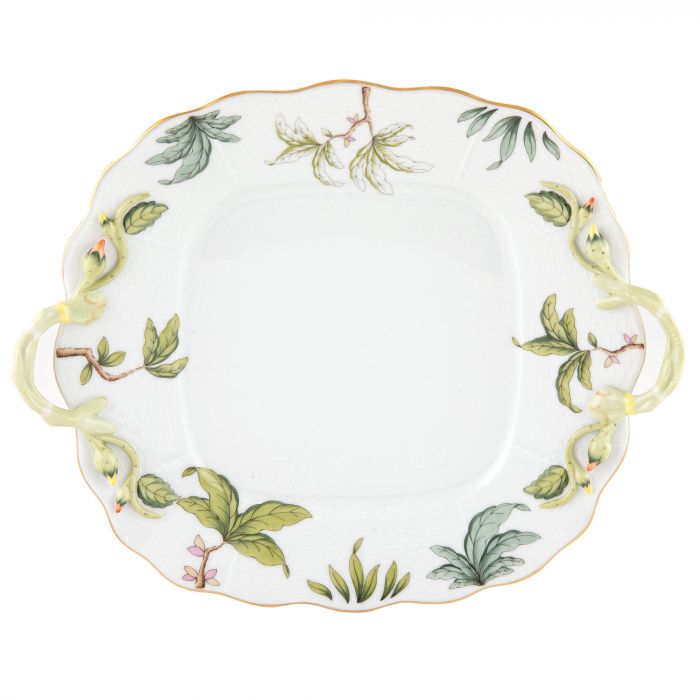 Herend Foret Garland Square Cake Plate With Handles - Charles Mayer
