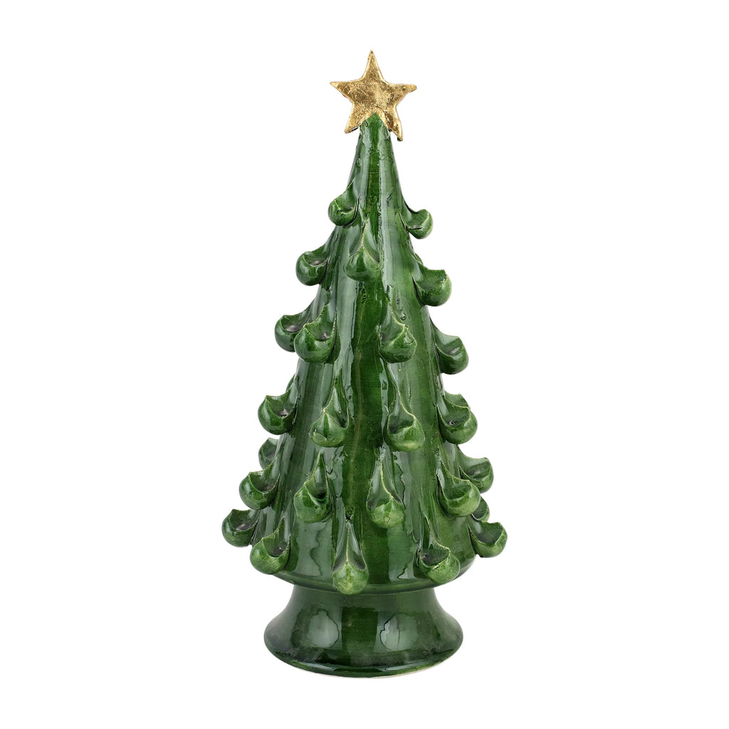 Vietri Foresta Green Medium Tree With Gold Star - Charles Mayer