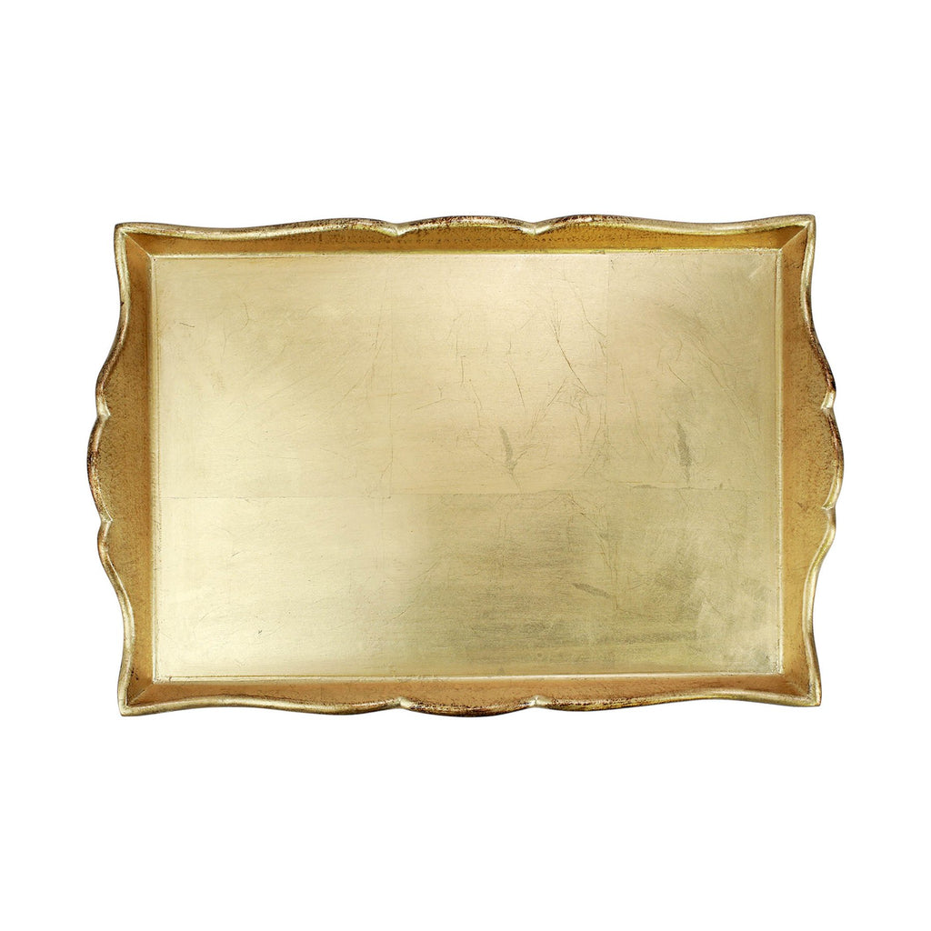 Vietri Florentine Wooden Gold Handled Medium Rectangle Tray - Charles Mayer